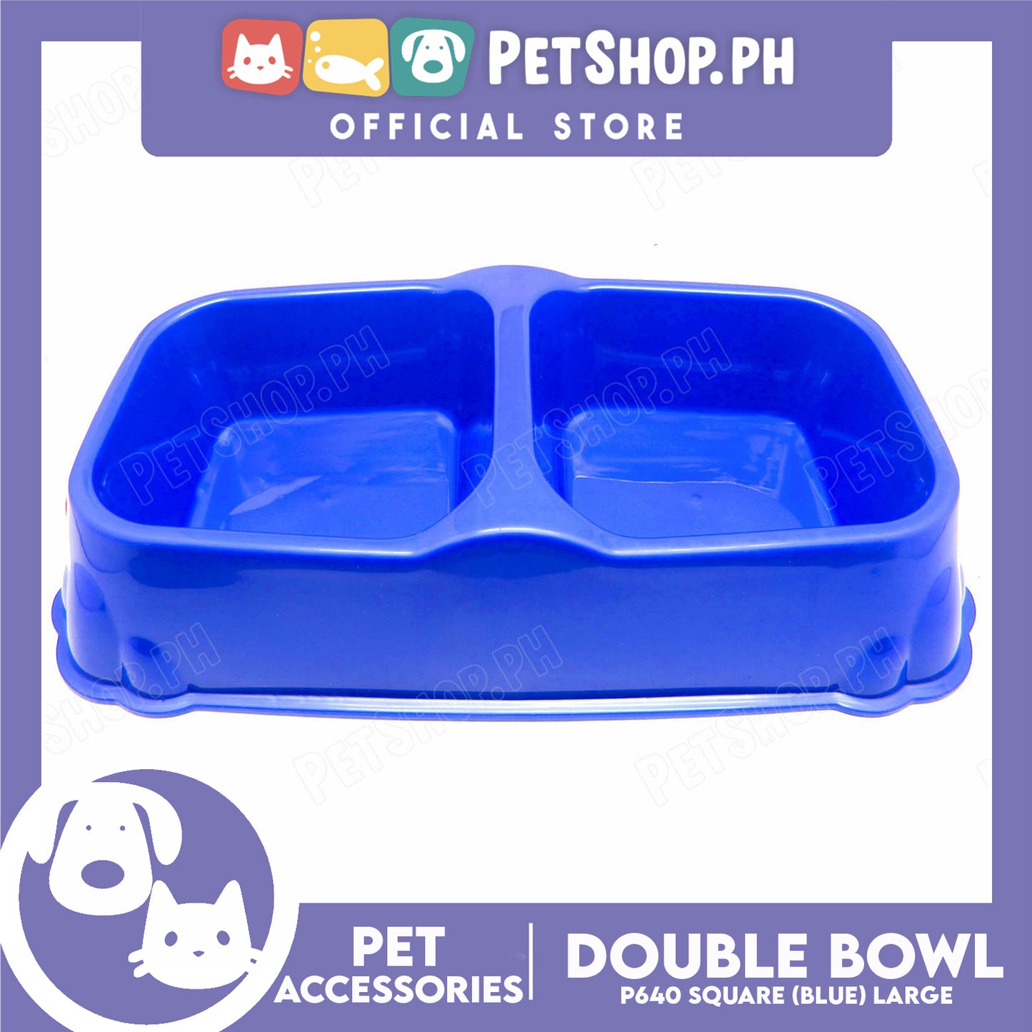 Square Double Bowl Large Blue P640