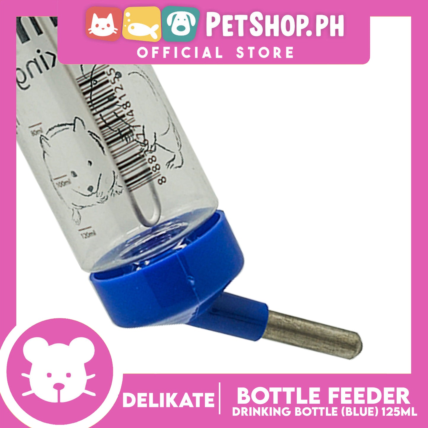 Delikate Hamster Drinking Bottle Blue 250ml B2