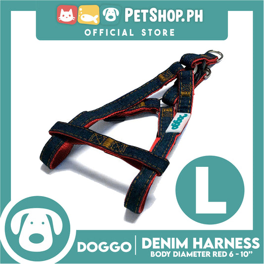 Doggo Denim Harness Large Size (Red) Harness for Dog