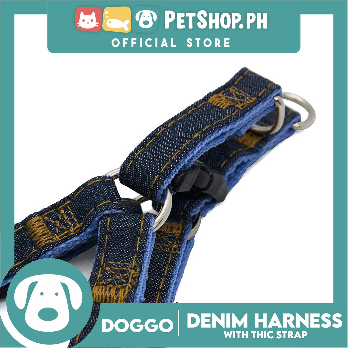 Doggo Denim Harness Large Size (Red) Harness for Dog