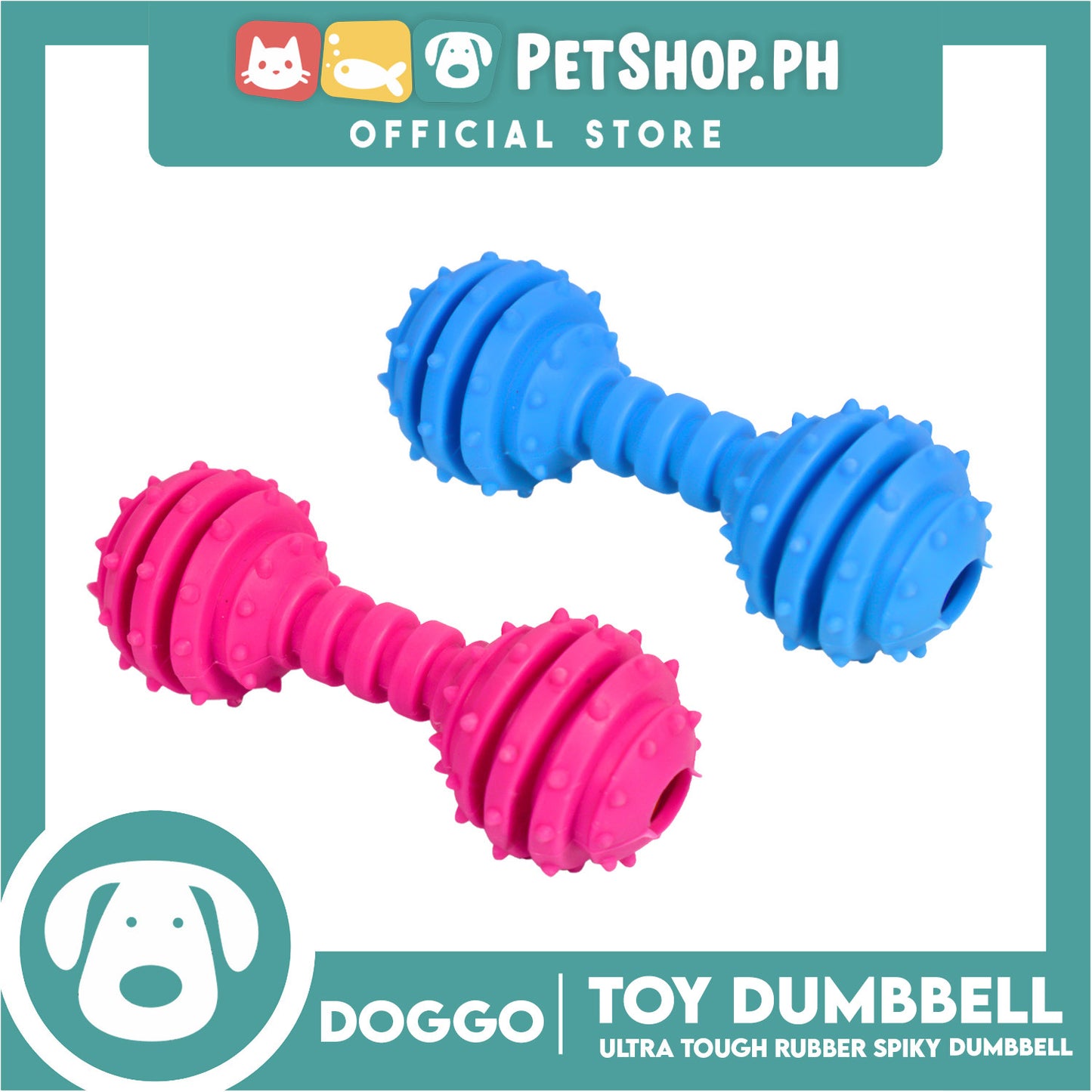 Doggo Dumbbell (Blue) Small Size Thick Rubber Material Pet Toy