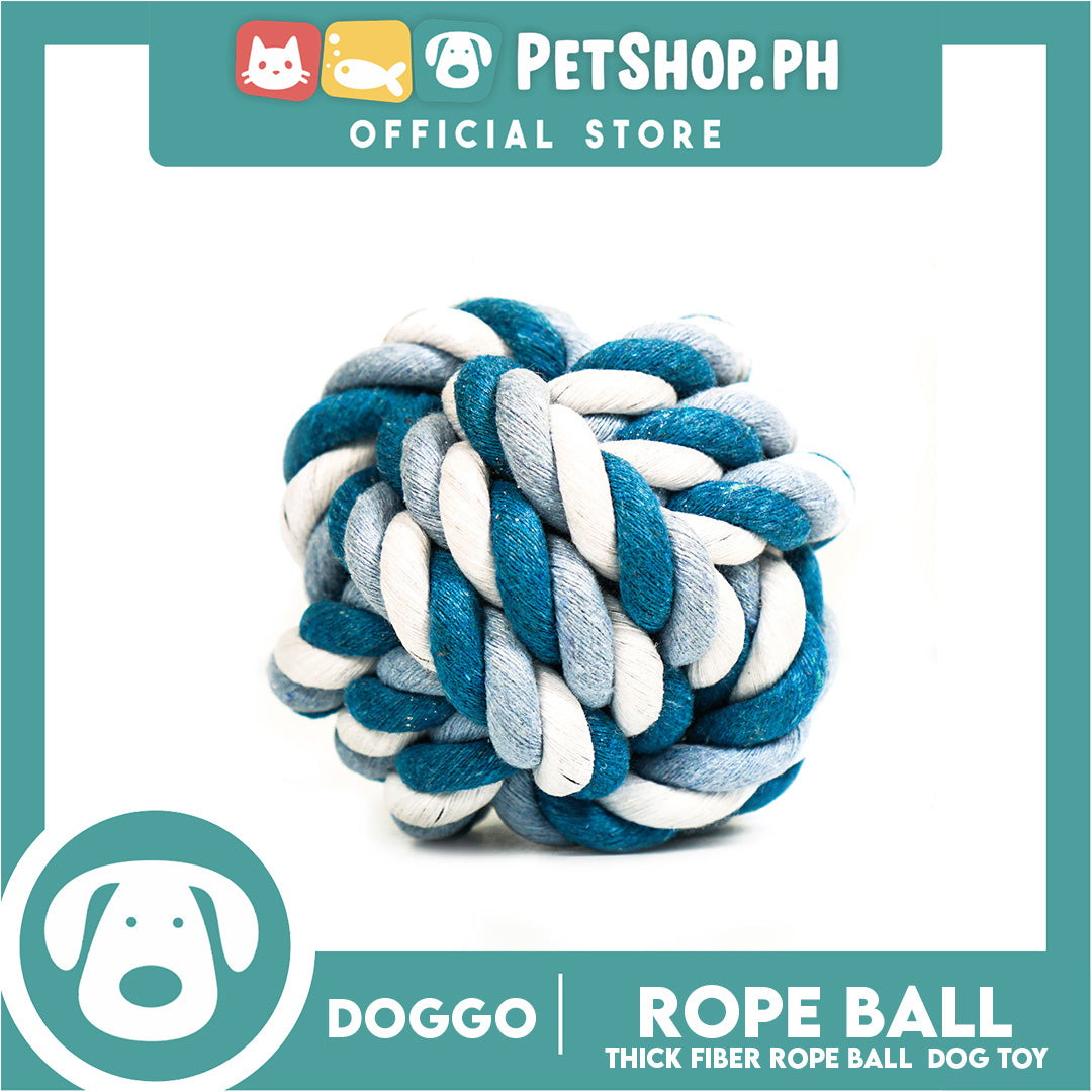Doggo Double Rope Ball Thick Fiber Dog Toy Blue (Medium)