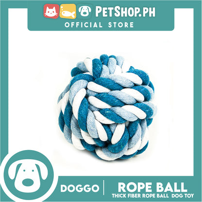 Doggo Double Rope Ball Thick Fiber Dog Toy Blue (Medium)