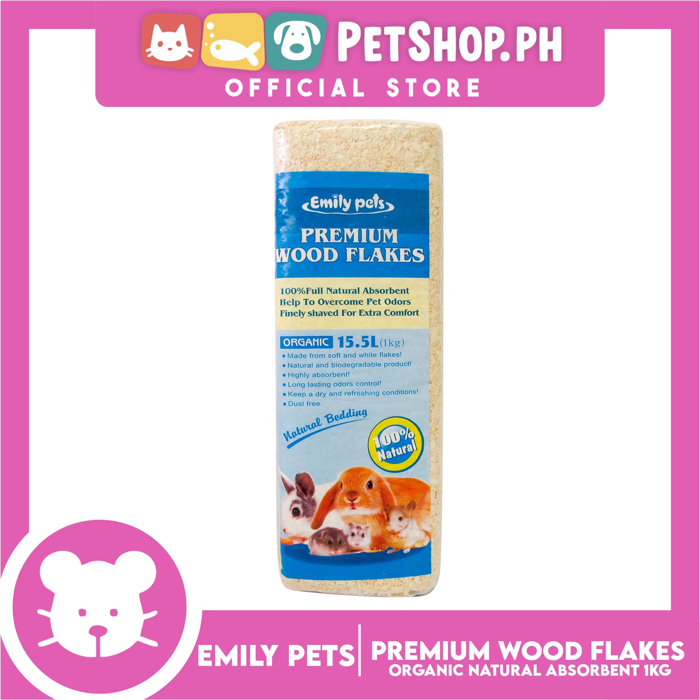 Emily Pets Premium Wood Shavings Organic 1kg