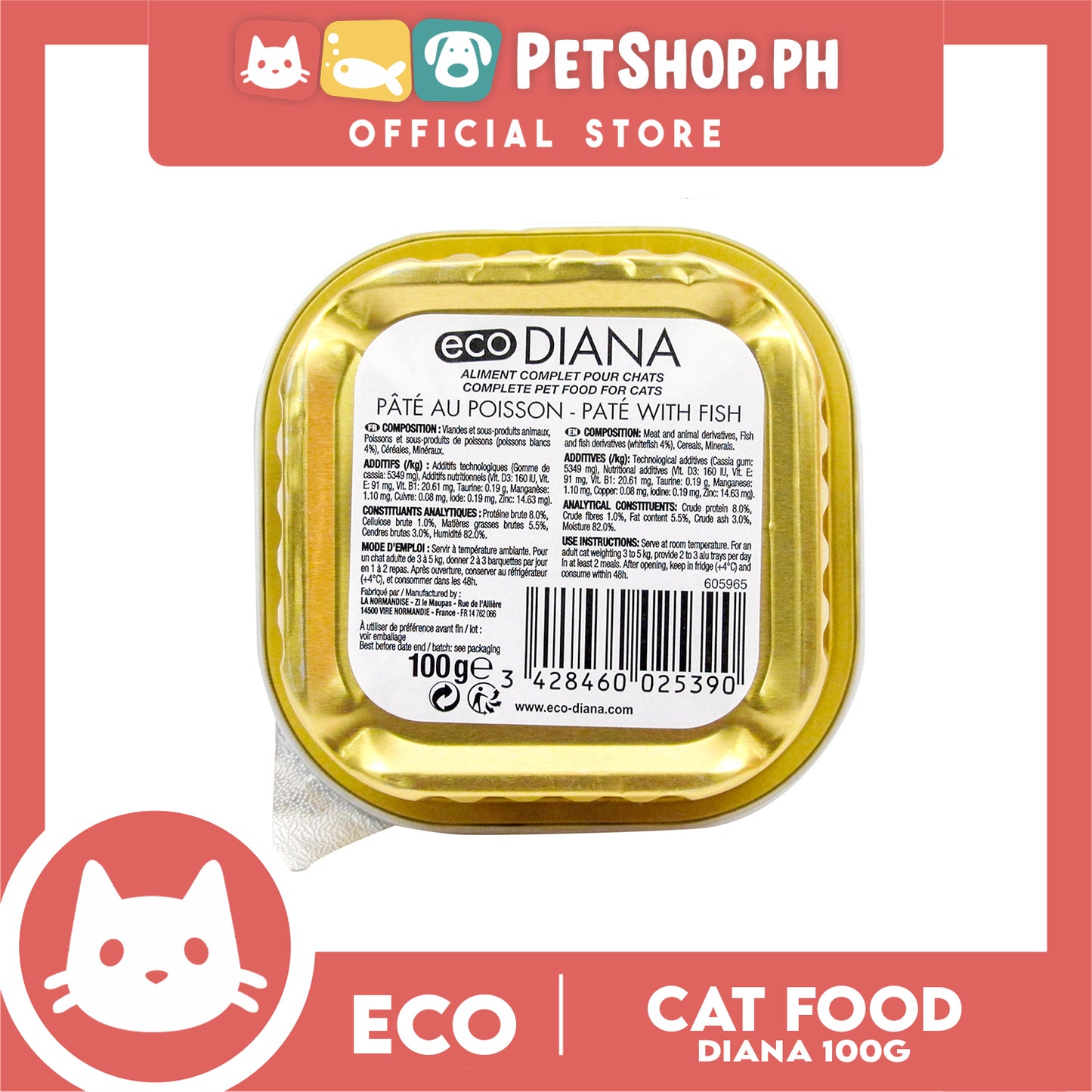 Eco Diana Chunks And Pate With Fish 100g Cat Wet Food
