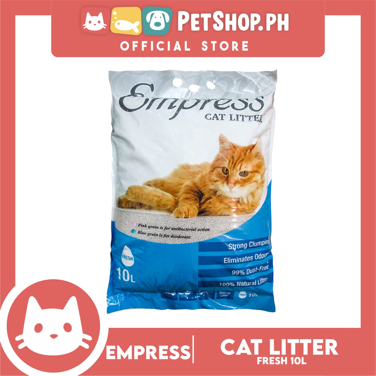 Empress Cat Litter 10 Liters (Fresh Scent) Strong Clumping, Eliminates Odors, 99% Dust Free, 100% Natural Cat Litter