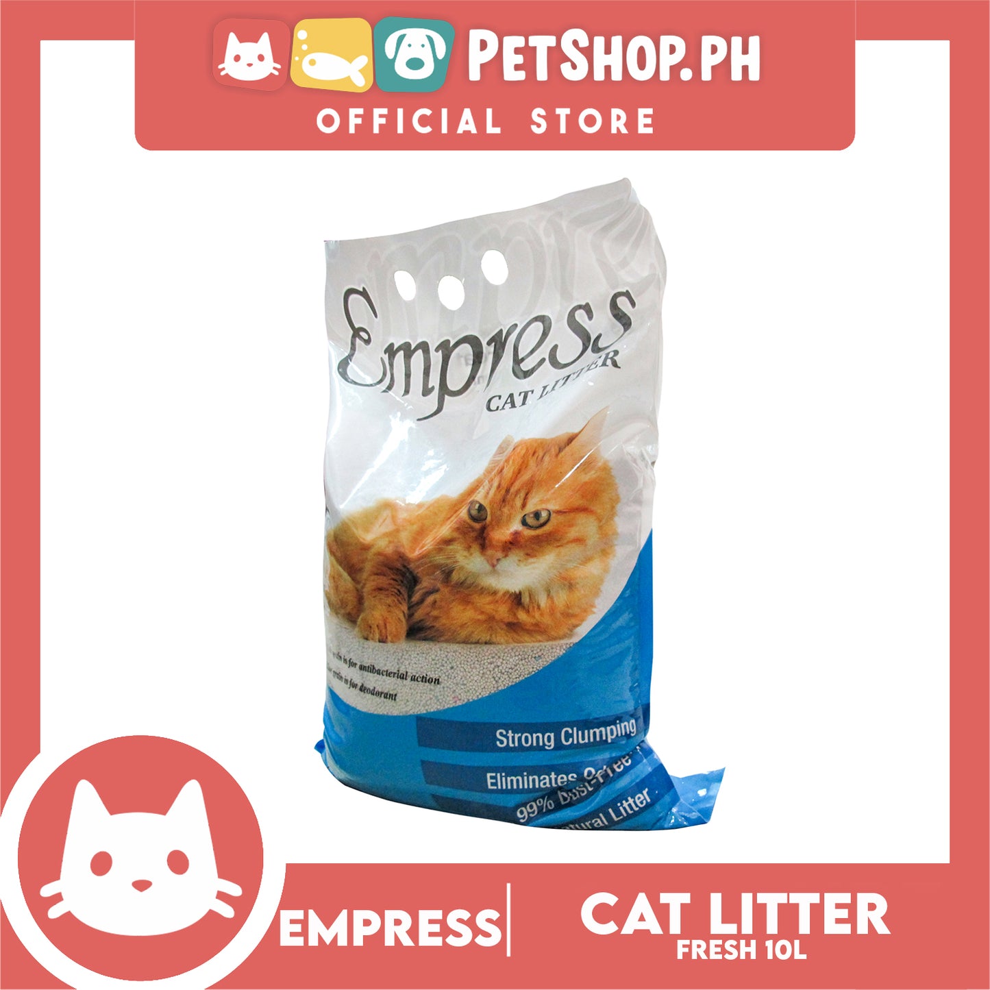 Empress Cat Litter 10 Liters (Fresh Scent) Strong Clumping, Eliminates Odors, 99% Dust Free, 100% Natural Cat Litter