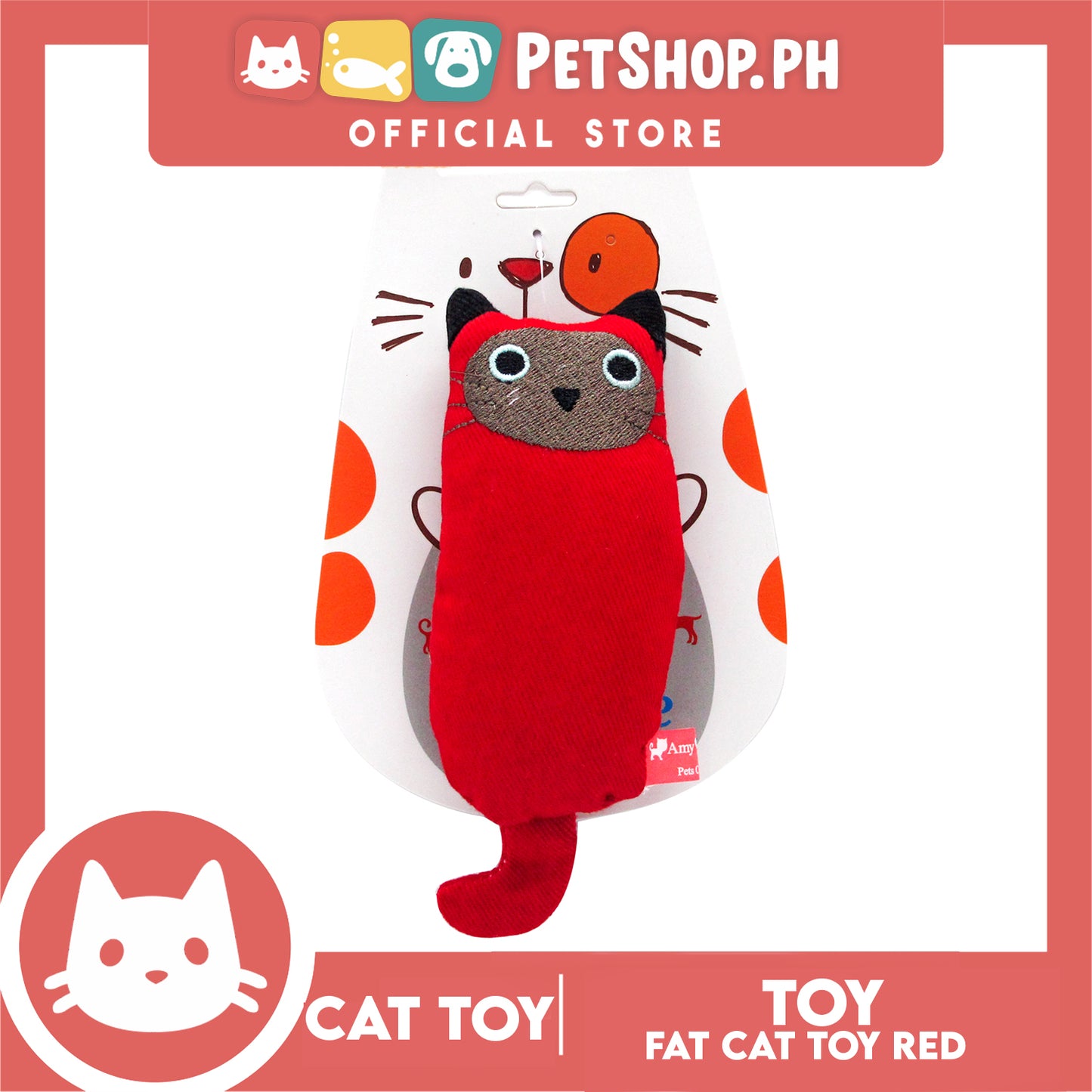 Amy Carol Fat Cat Toy Catnip (Red) Interactive Plush Cat Toy