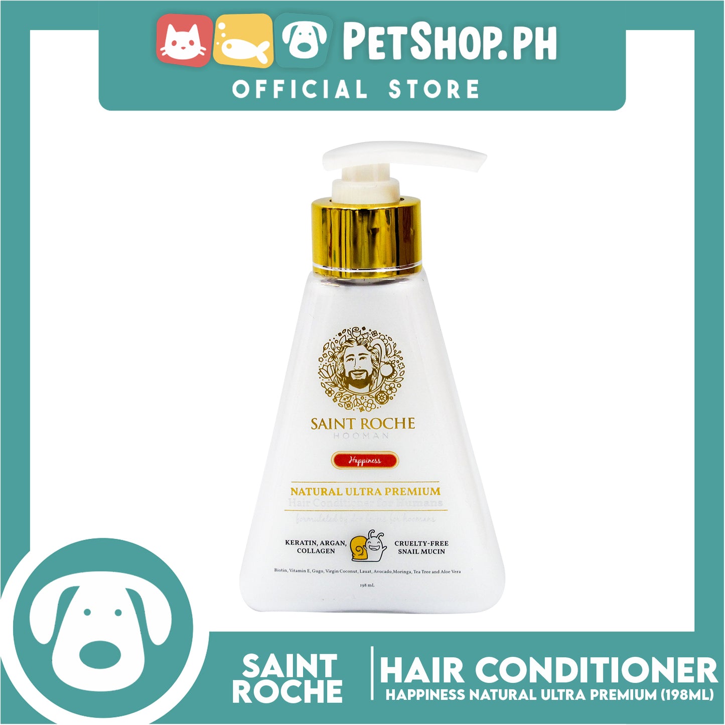 Saint Roche Hooman Natural Ultra Premium Conditioner (Happiness Scent) 198ml For The Skin and Coat of Your Dogs