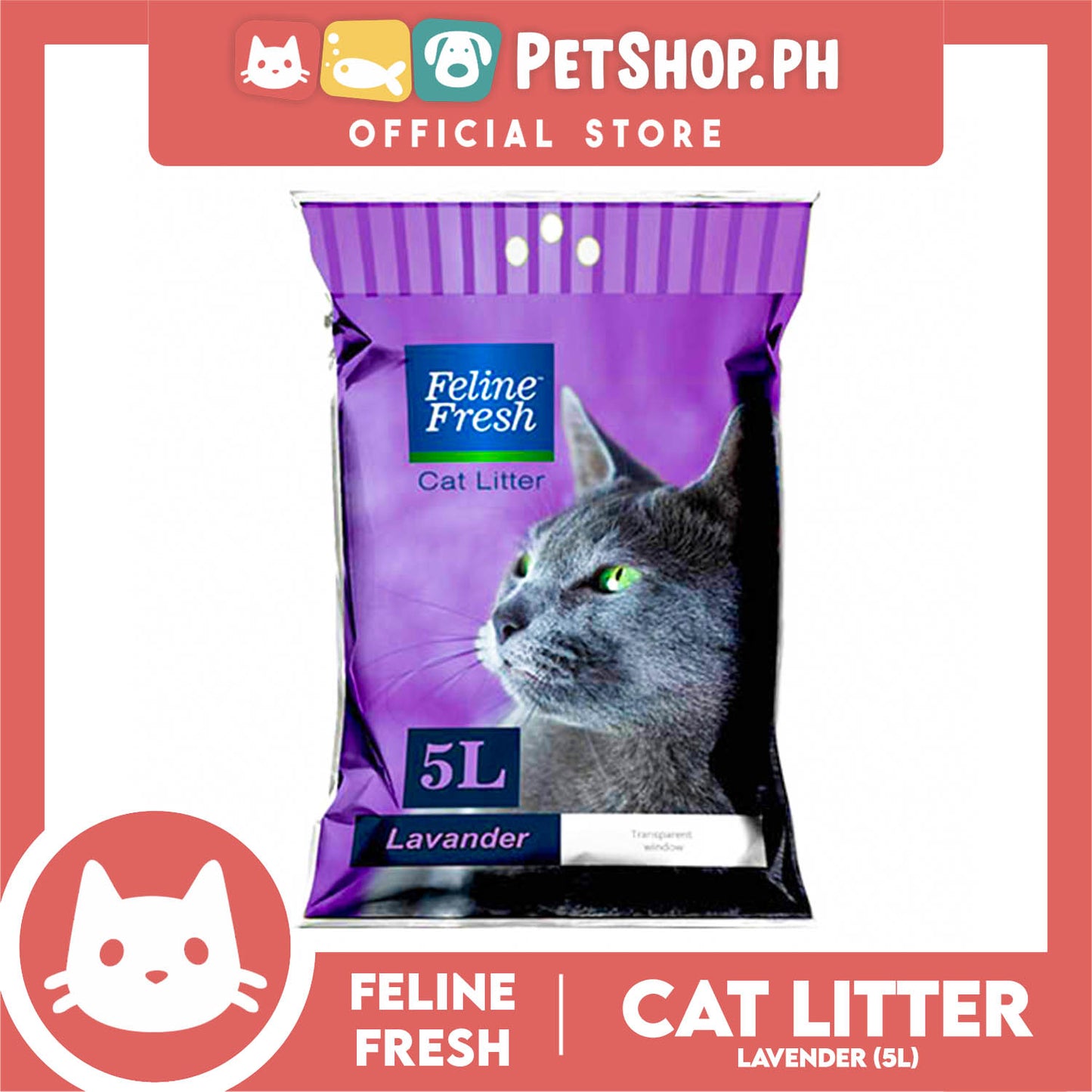 Feline Fresh Cat Litter Sand 5 Liters (Lavender Scent) 99% Dust-Free, High Absorbency, Minimal Tracking For Cats Of All Ages