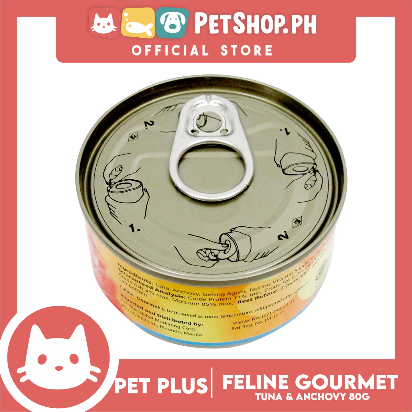 Pet Plus Feline Gourmet 80g (Tuna And Anchovy Flavor) Canned Cat Food