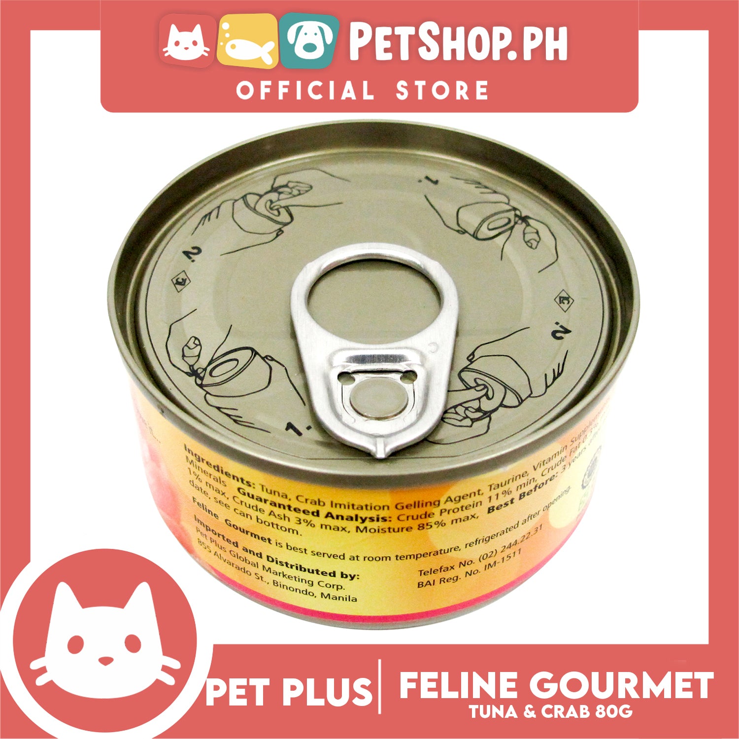 Pet Plus Feline Gourmet 80g Tuna And Crab Flavor Canned Cat Food