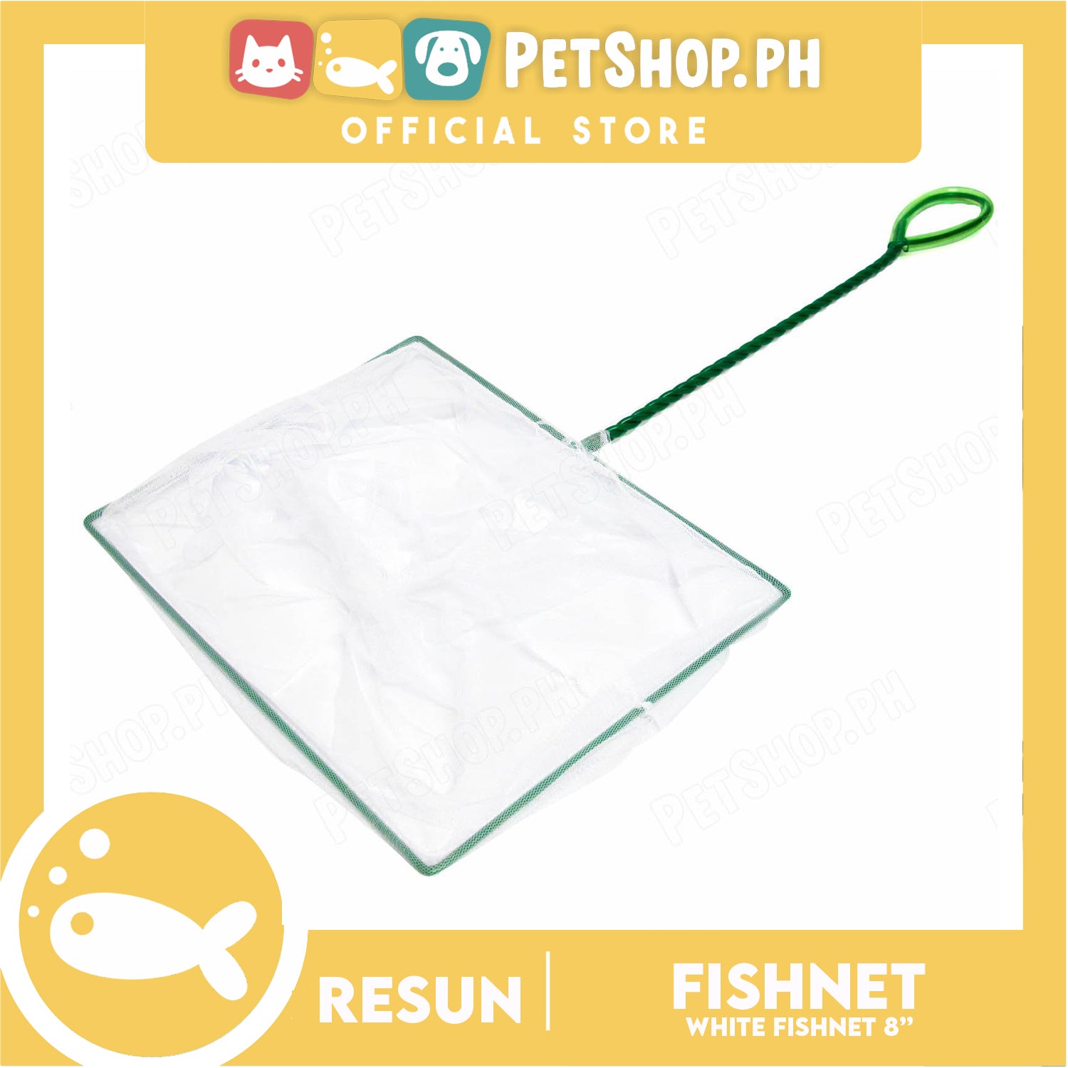 Resun Aquarium Fishnet with Handle 8'' (White) Fish Catch Net –