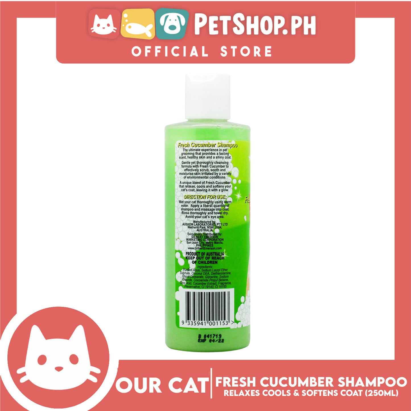 Our Cat Fresh Cucumber Shampoo 250mL