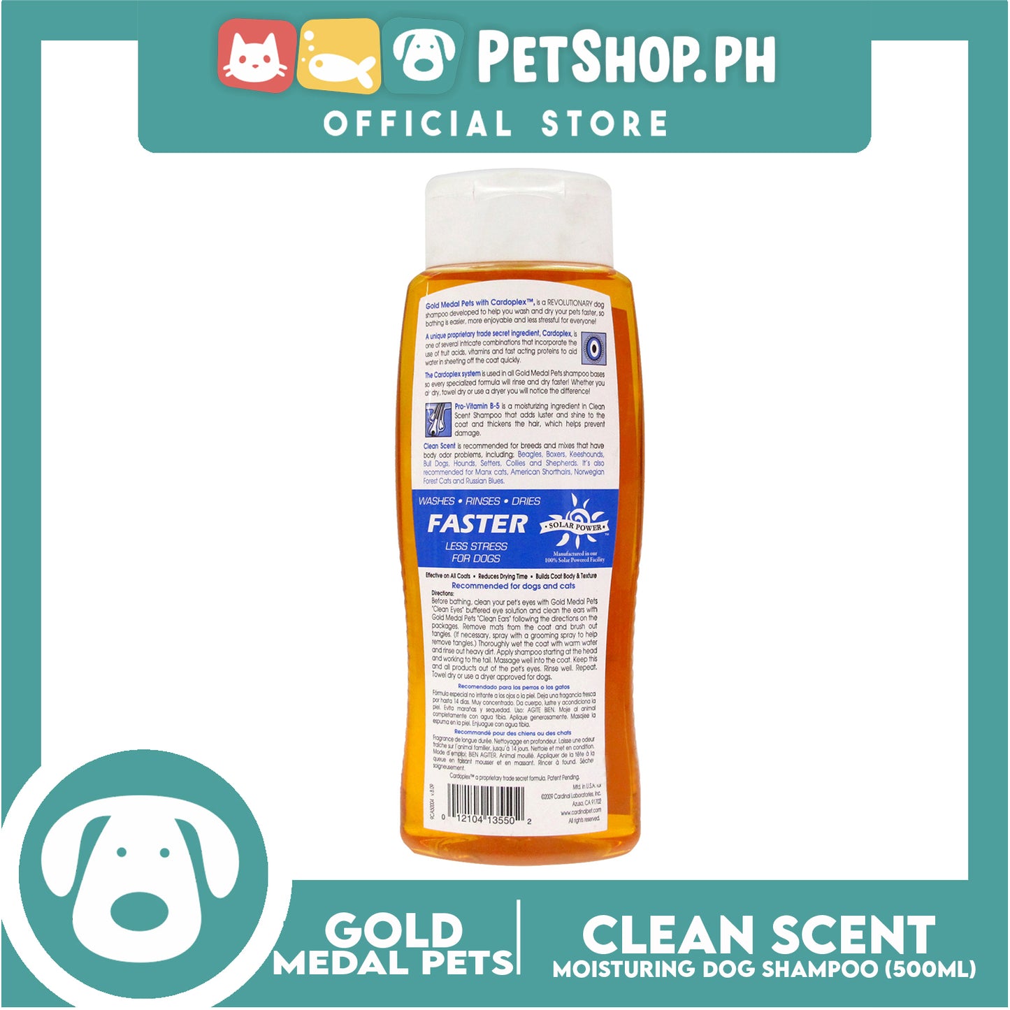 Gold Medal Pets Clean Scent Moisturizing Dog Shampoo 17oz Maintains Color and Shine