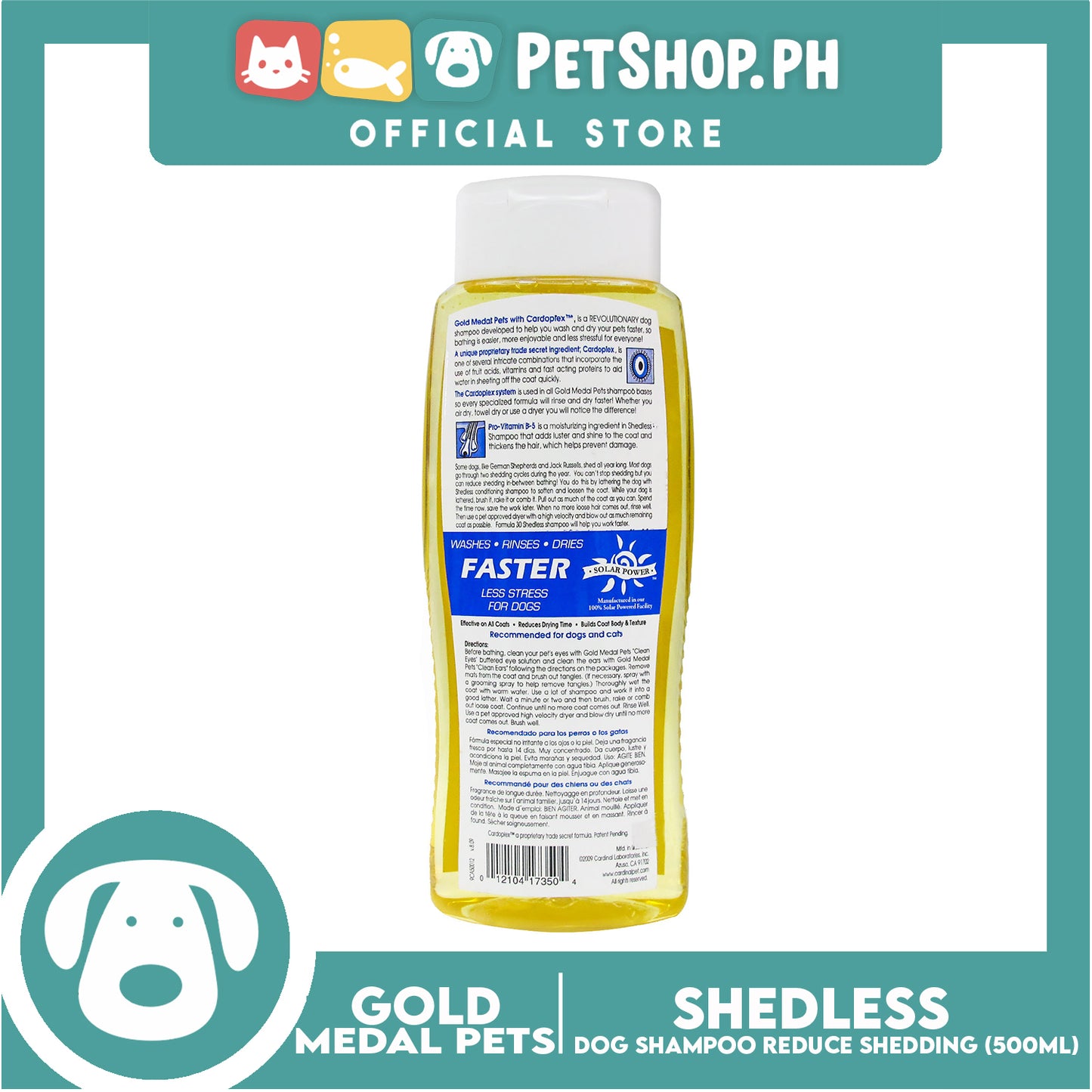 Gold Medal Pets Shedless Dog Shampoo 17oz Helps Reduce Shedding Between Bathing