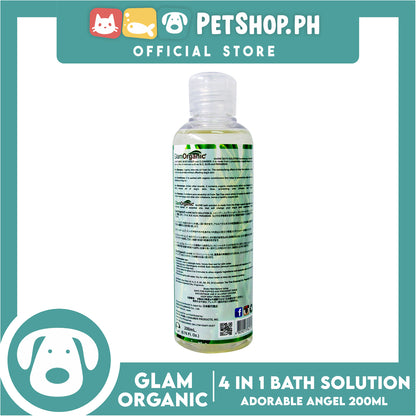 Glam Organic 4 in 1 Bath Solution 100% Organic 200ml (Adorable Angel) Dog Grooming