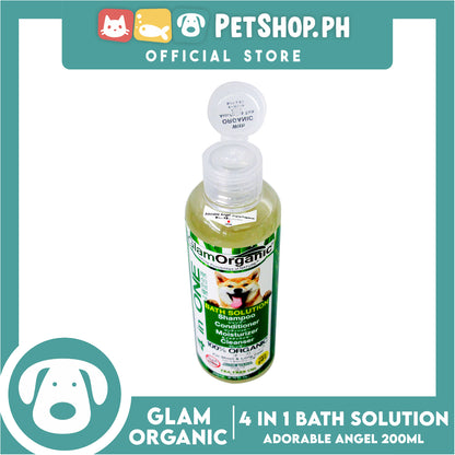 Glam Organic 4 in 1 Bath Solution 100% Organic 200ml (Adorable Angel) Dog Grooming