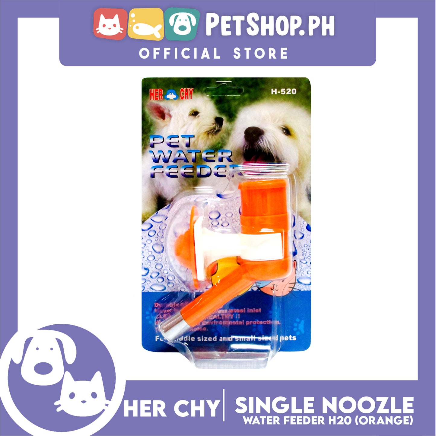 Her Chy Single Nozzle Pet Water Feeder Orange H520