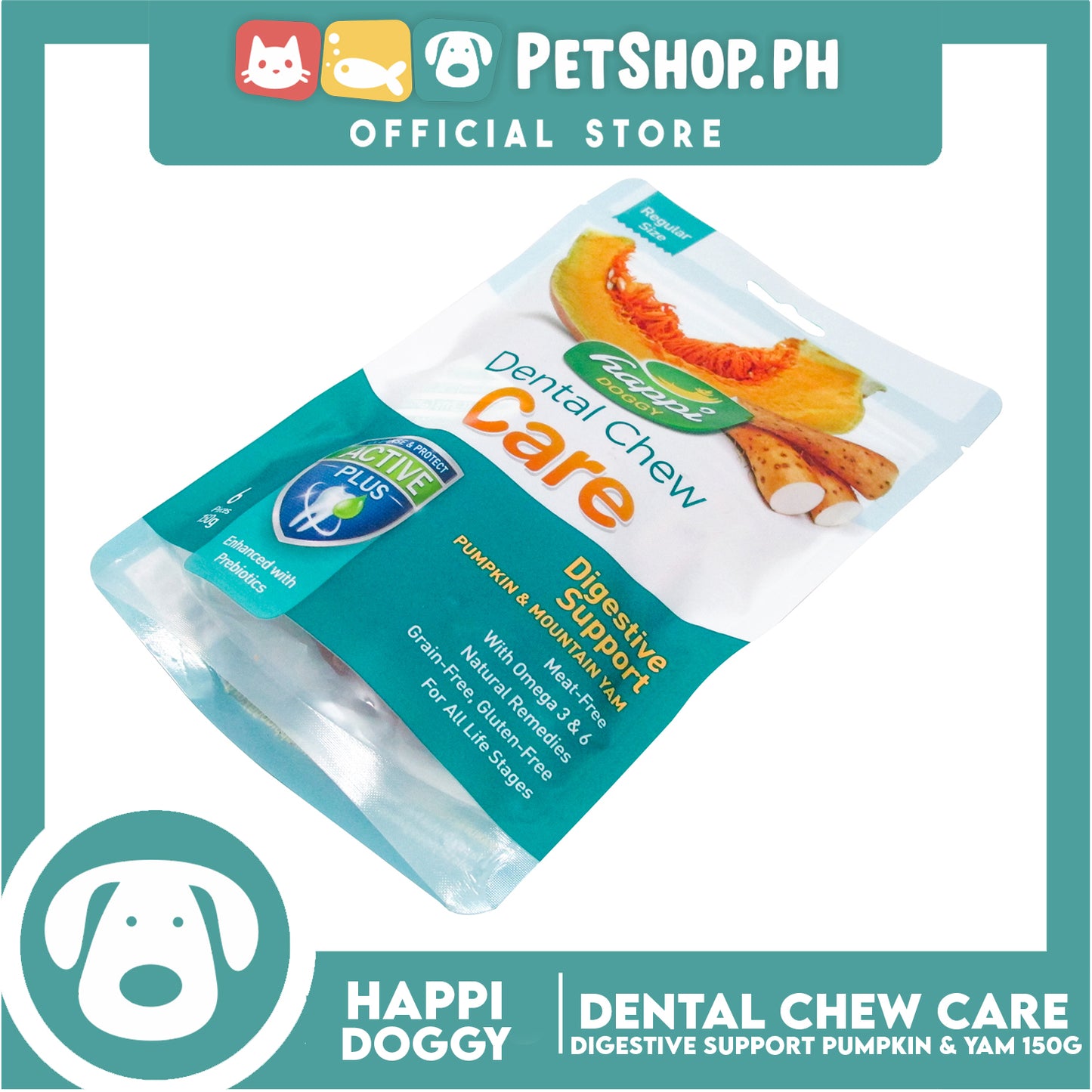 Happi Doggy Dental Chew Care 6pcs. 150g (Pumpkin and Mountain Yam) Dog Treats