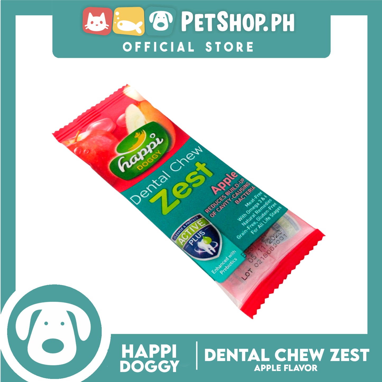 Happi Doggy Dental Chew Zest 1pc. 30g (Apple) Dog Treats