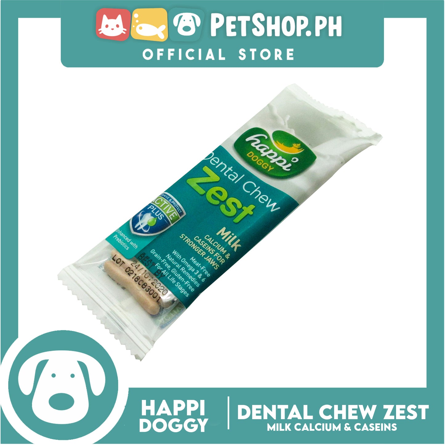 Happi Doggy Dental Chew Zest 1pc. 30g (Milk) Dog Treats