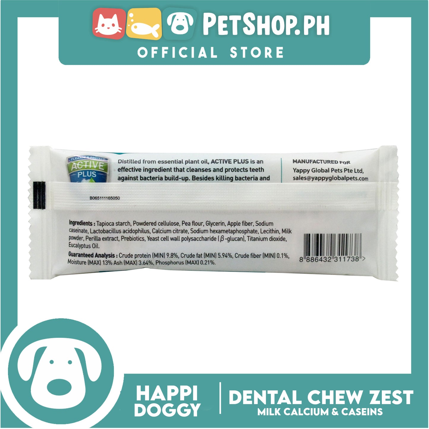 Happi Doggy Dental Chew Zest 1pc. 30g (Milk) Dog Treats