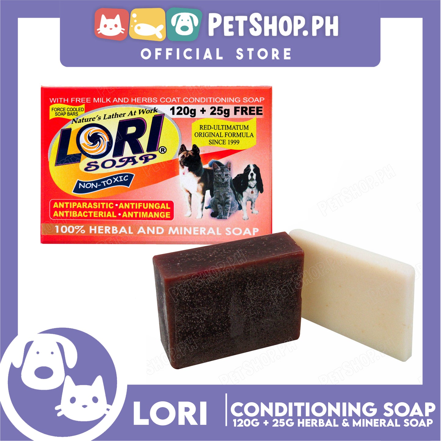 Nature's Lather At Work Lori Soap Non-Toxic 120g (100% Herbal And Mineral Soap) Dog Soap, Dog Grooming