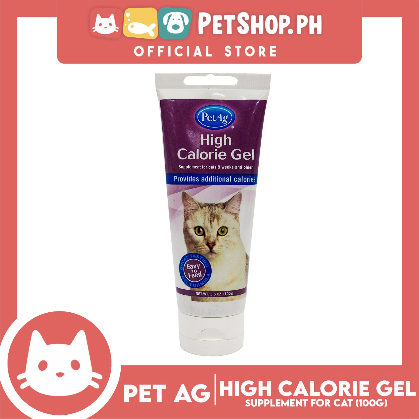 Pet Ag High Calorie Gel Supplement for Cats 100g Provides Cats 8 Weeks And Older