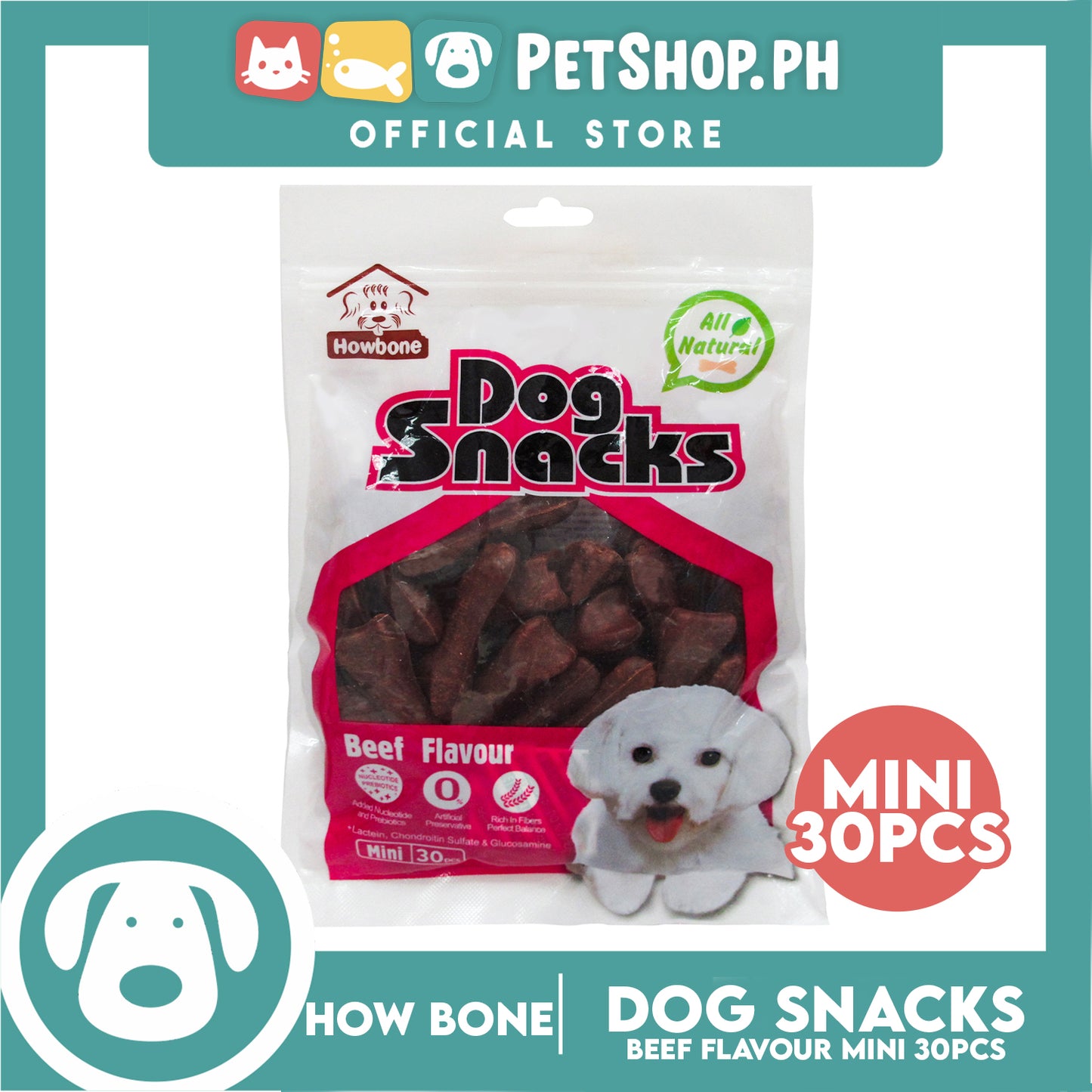 Howbone All Natural Dog Snacks Beef Flavor 30pcs