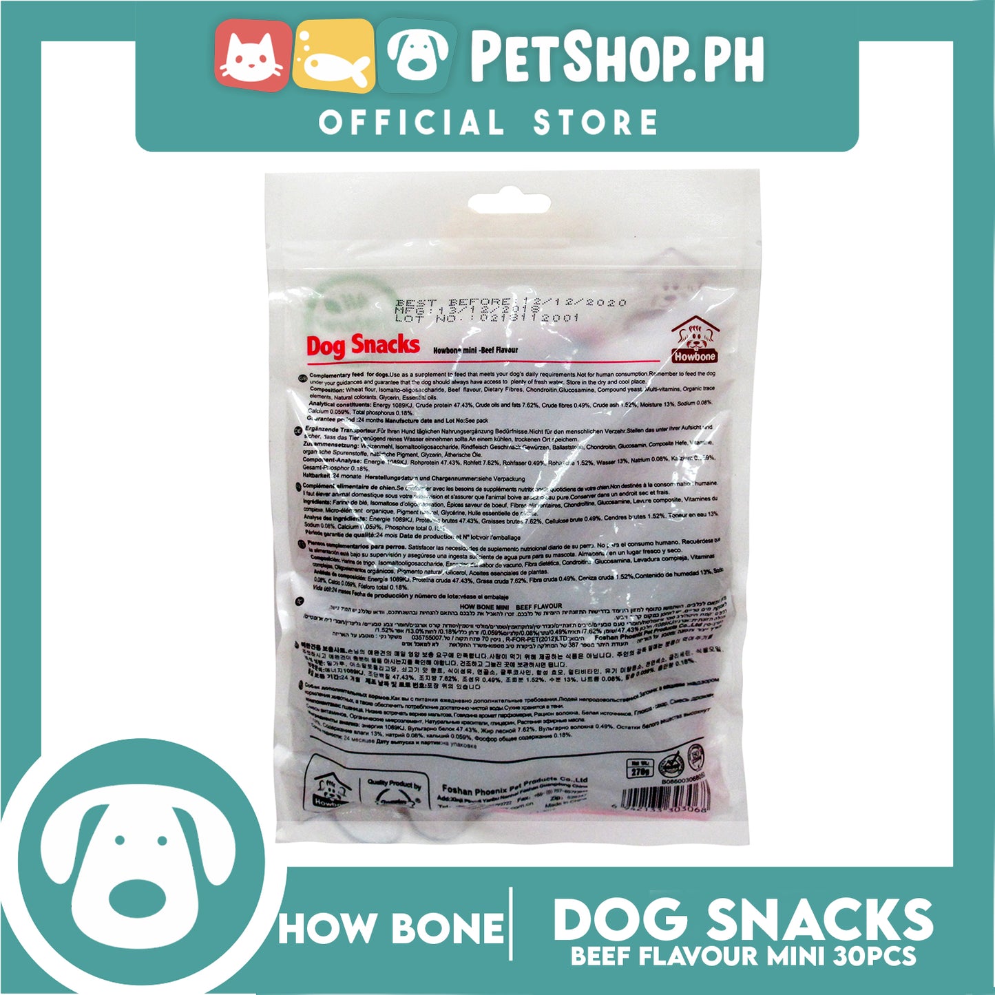 Howbone All Natural Dog Snacks Beef Flavor 30pcs