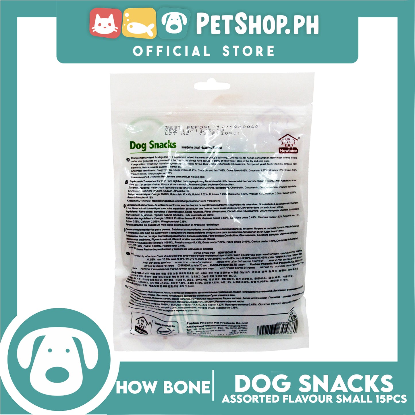 Howbone All Natural Dog Snacks Mix Assorted Flavor 15pcs