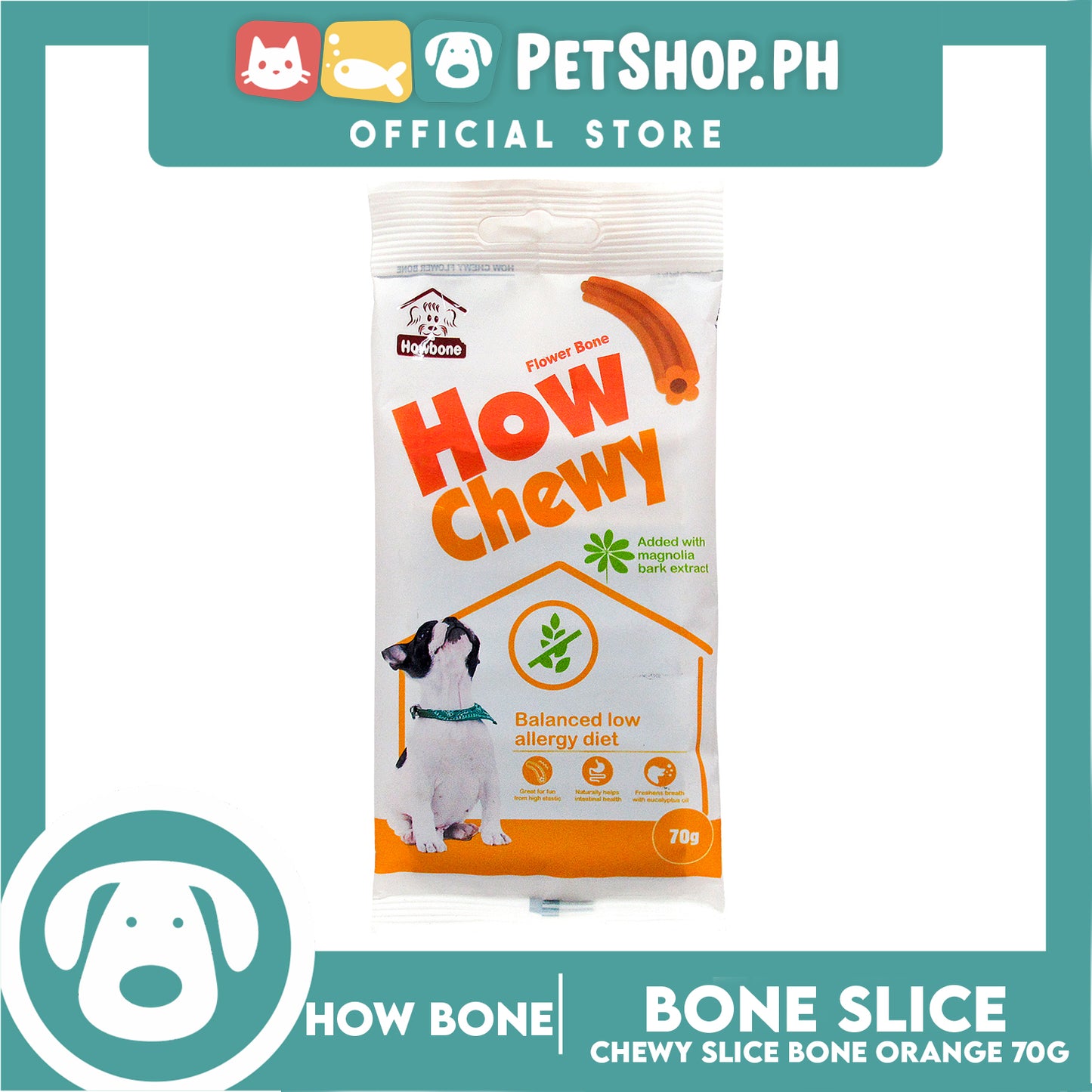 Howbone Chewy Flower Bone Orange 70g Dog Dental Chew