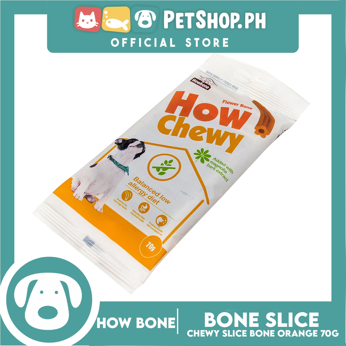 Howbone Chewy Flower Bone Orange 70g Dog Dental Chew