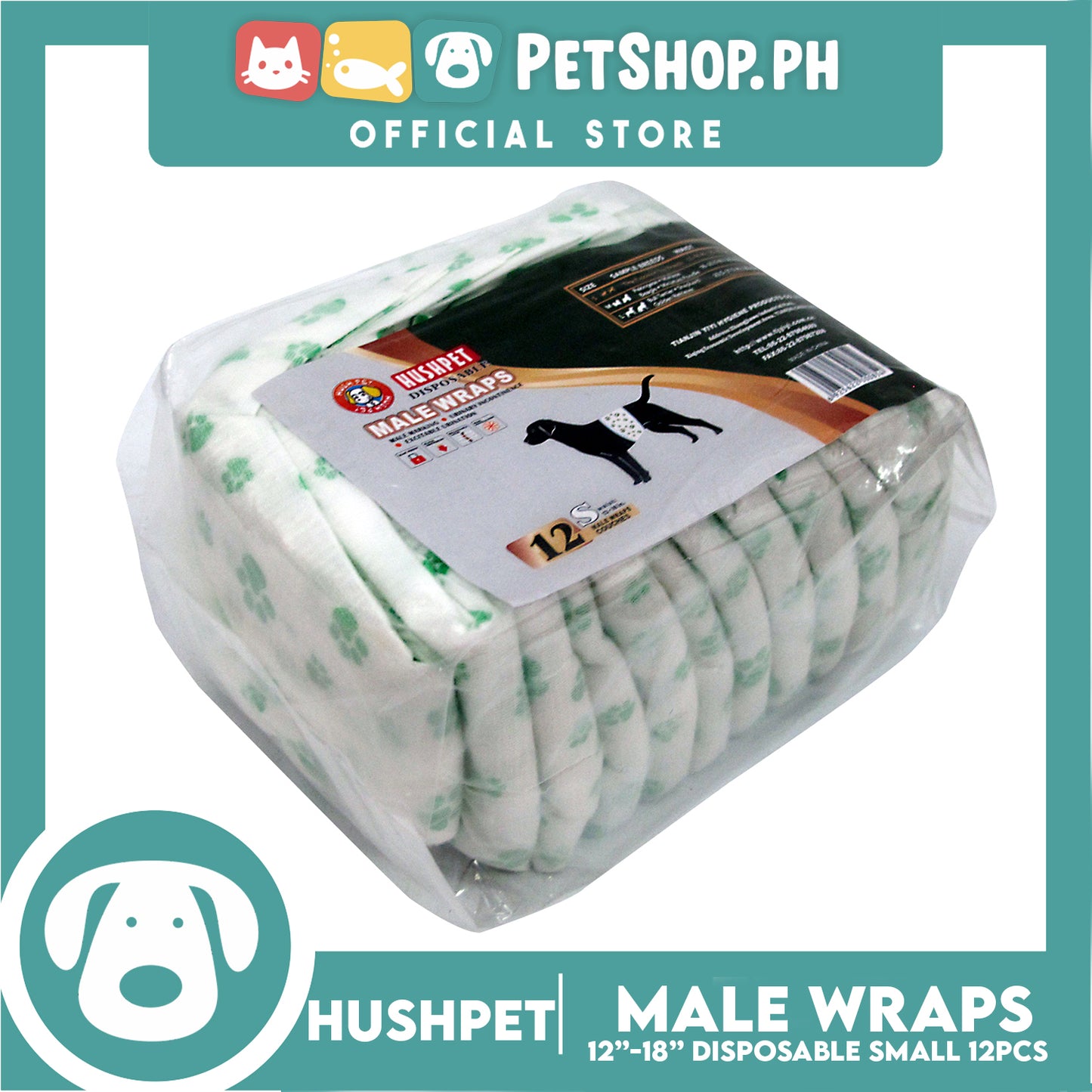 Hushpet Male Wrap Disposable Dog Diaper 12pcs. (Small)