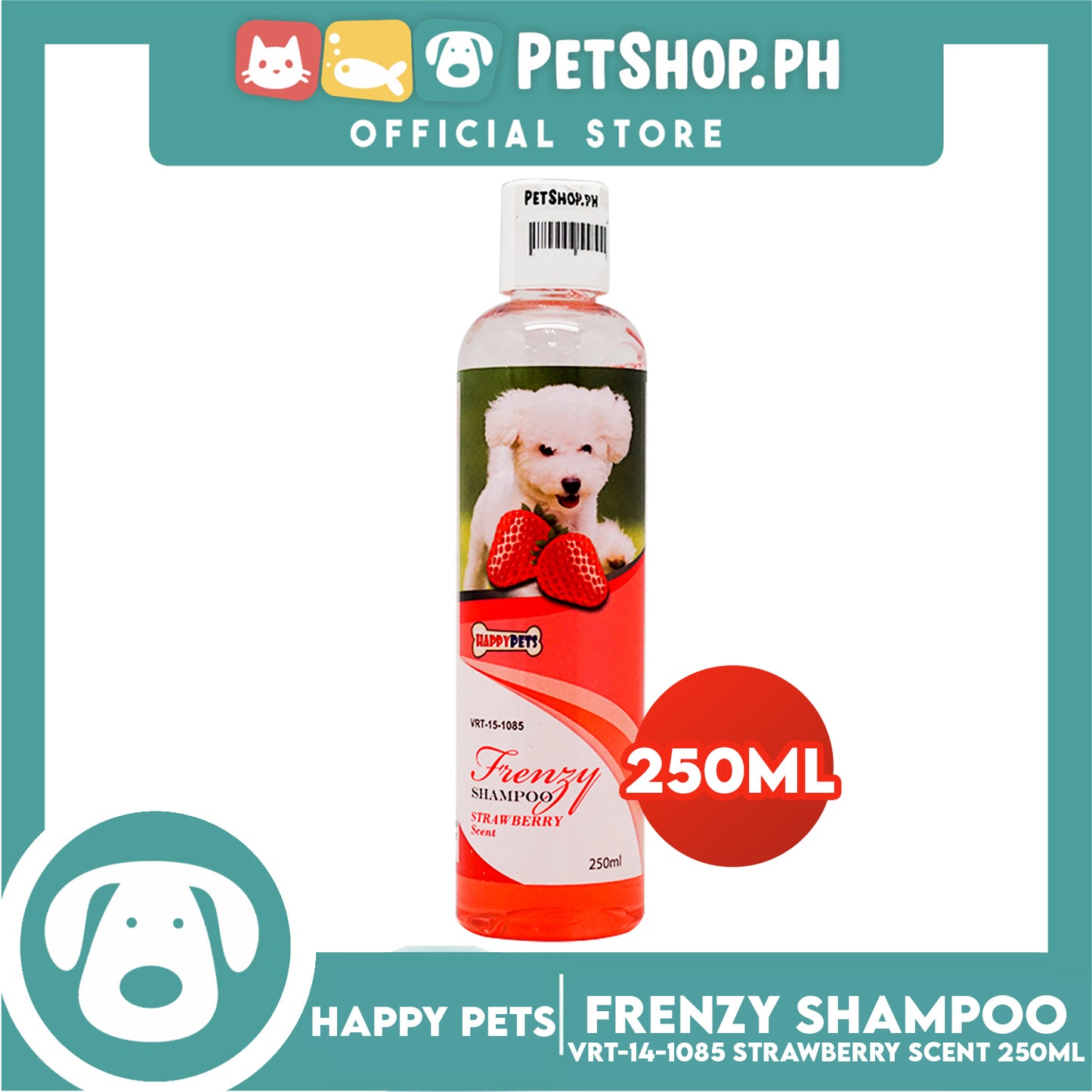 Happy Pets Frenzy Shampoo Strawberry Scent 250ml VRT-15-1085 Dog Shampoo