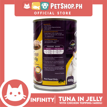 Infinity Tuna In Jelly, Grain Free 400g Canned Wet Food (Chicken Toppings) Cat Food