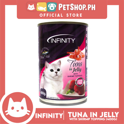 Infinity Tuna In Jelly Canned, Grain Free 400g Canned Wet Food (Shrimp Toppings) Cat Food