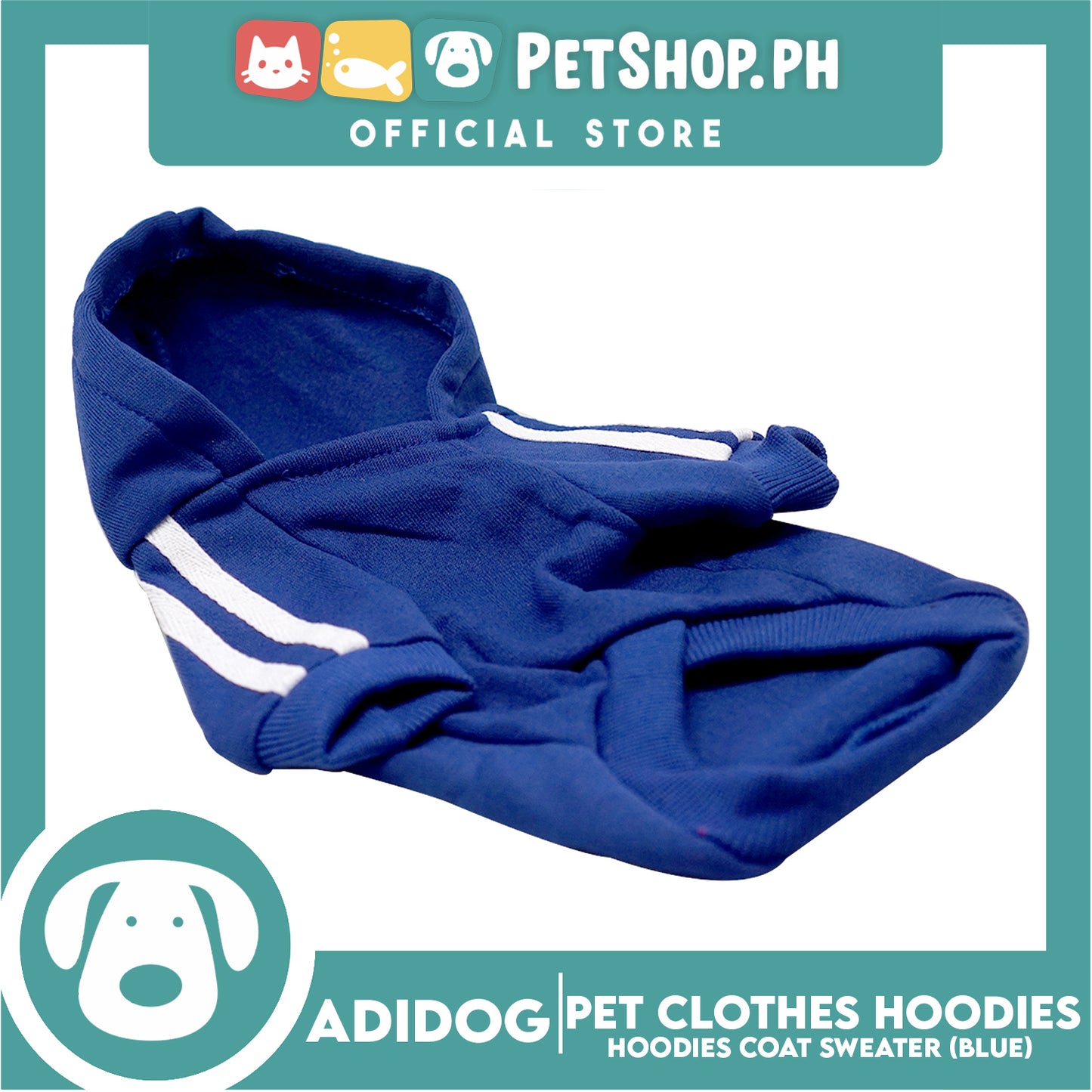 Adidog Pet Clothes Hoodies, Cute Warm Winter Hoodies Coat Sweater (Blue) Extra Large