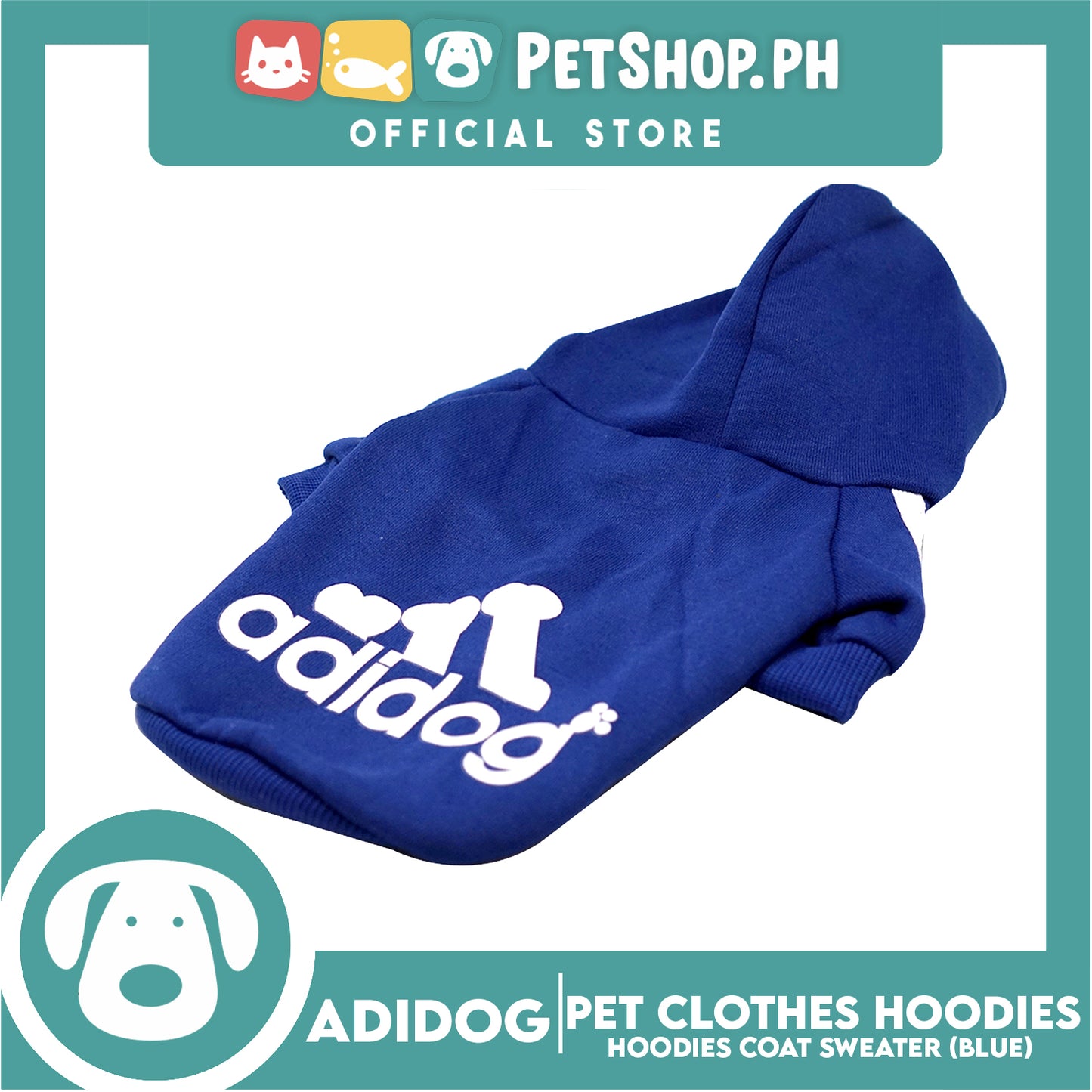 Adidog Pet Clothes Hoodies, Dog Winter Hoodies Apparel Puppy Cute Warm Hoodies Coat Sweater (Blue)  Large