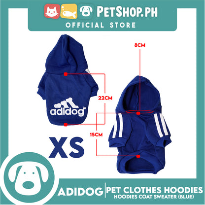 Adidog Pet Clothes Hoodies, Dog Winter Hoodies Apparel Puppy Cute Warm Hoodies Coat Sweater (Blue) (XS)