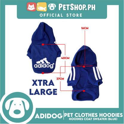 Adidog Pet Clothes Hoodies, Cute Warm Winter Hoodies Coat Sweater (Blue) Extra Large