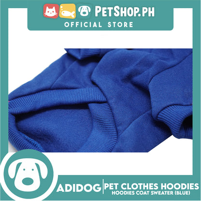 Adidog Pet Clothes Hoodies, Dog Winter Hoodies Apparel Puppy Cute Warm Hoodies Coat Sweater (Blue) (Medium)