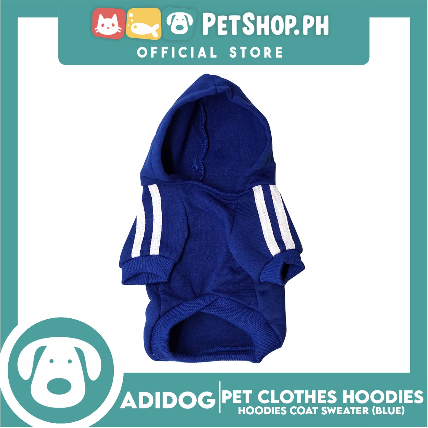 Adidog Pet Clothes Hoodies, Cute Warm Winter Hoodies Coat Sweater (Blue) Extra Large