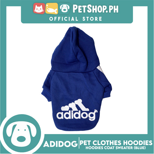 Adidog Pet Clothes Hoodies, Dog Winter Hoodies Apparel Puppy Cute Warm Hoodies Coat Sweater (Blue) (Small)
