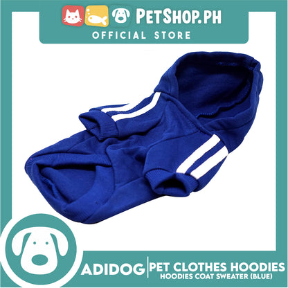 Adidog Pet Clothes Hoodies, Dog Winter Hoodies Apparel Puppy Cute Warm Hoodies Coat Sweater (Blue) (Small)