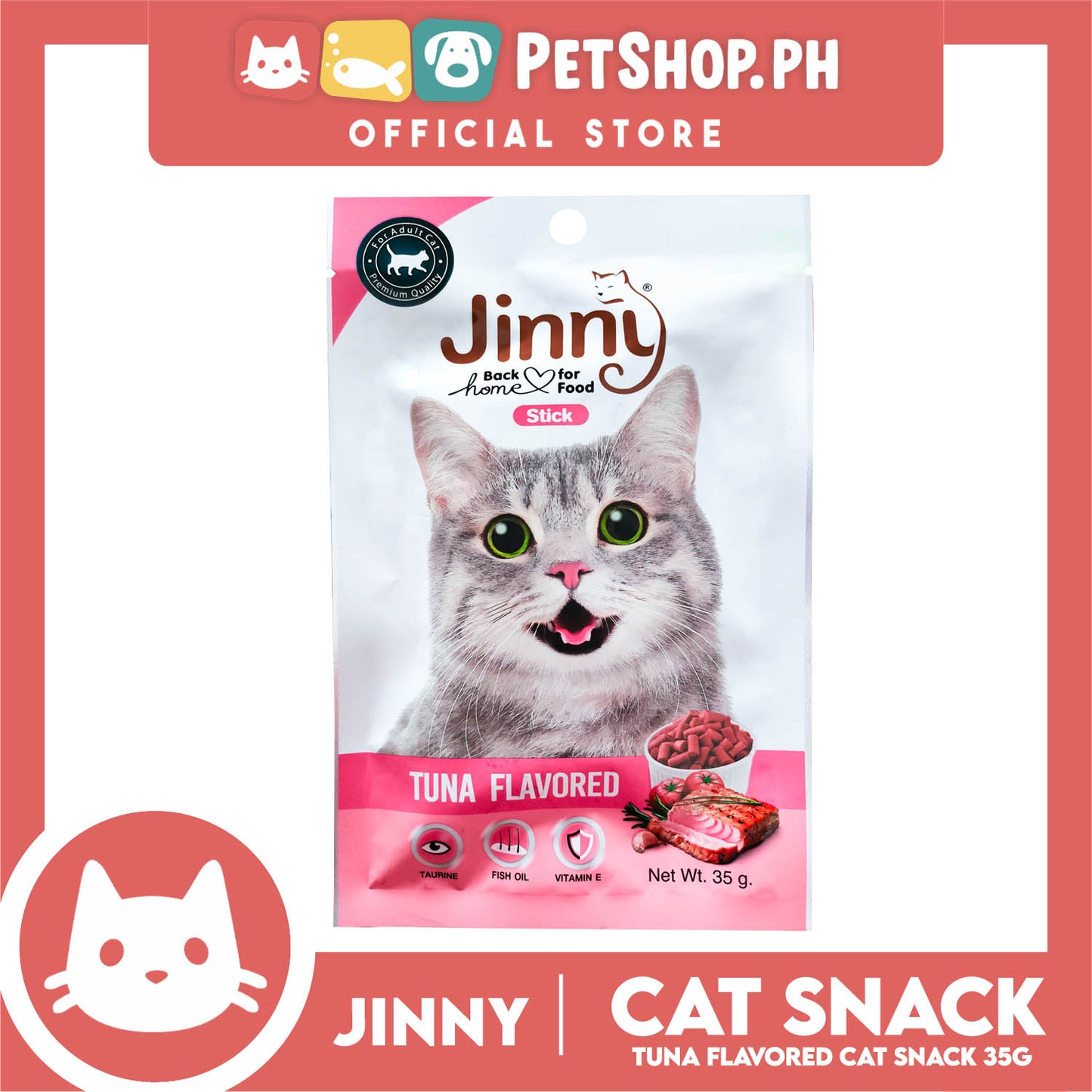 Jinny Cat Stick Treats 35g (Tuna Flavored) Cat Food, Cat Snacks
