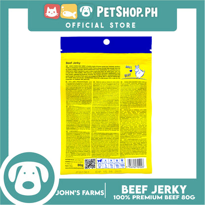 John's Farms Dog Food, High Protein For Dogs Of All Sizes, Resealable Zipper 80g (Beef Jerky) Dog Treats