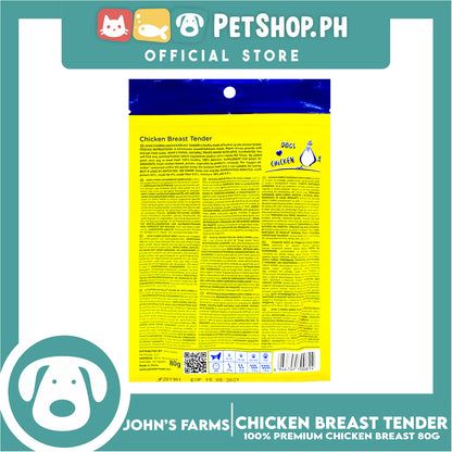 John's Farms Dog Food, High Protein For Dogs Of All Sizes, Resealable Zipper 80g (Chicken Breast Tenders) Dog Treats