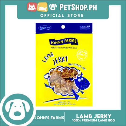 John's Farms Dog Food, High Protein For Dogs Of All Sizes, Resealable Zipper 80g (Lamb Jerky) Dog Treats